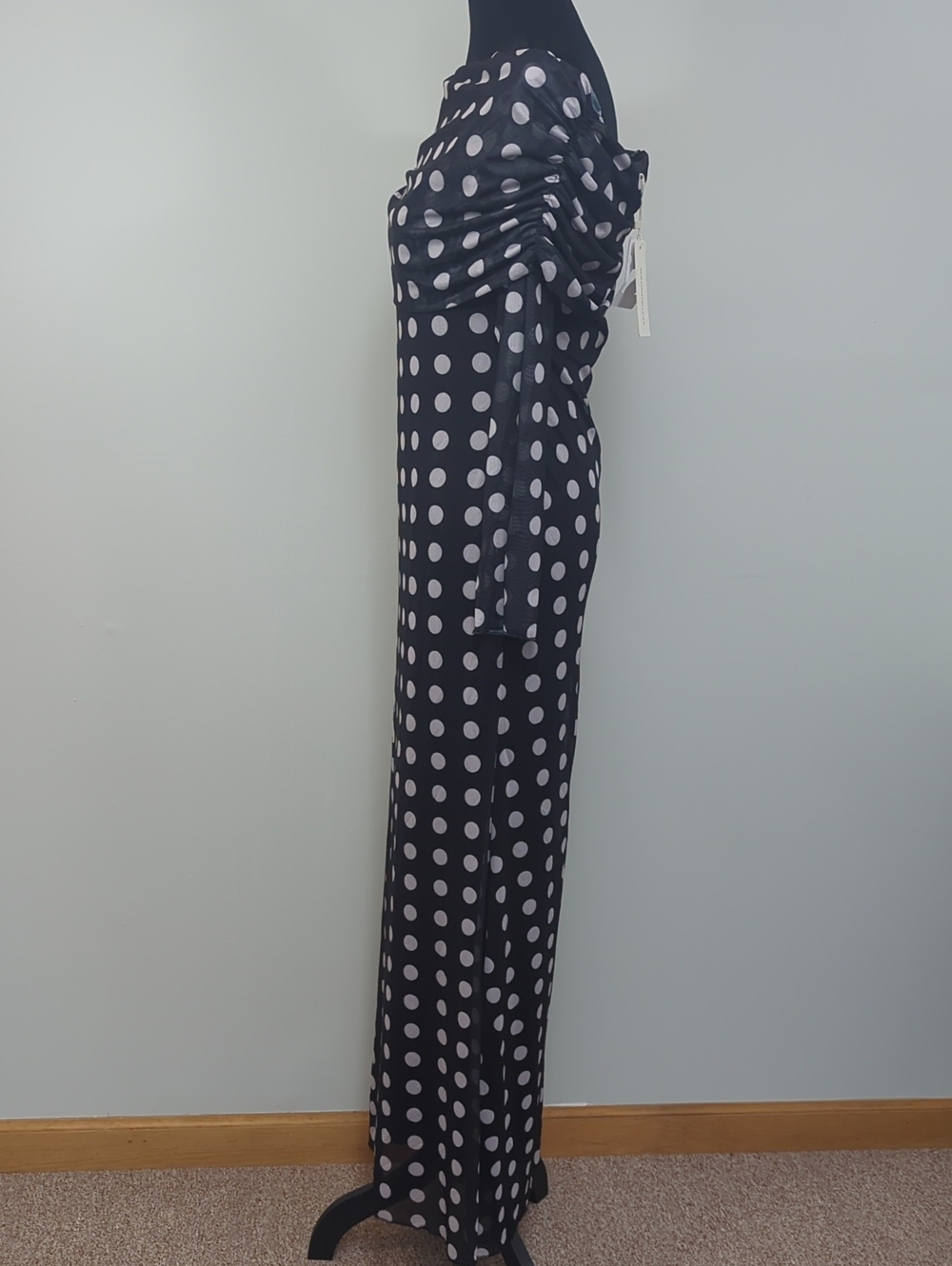 Black and White Polka Dot Maxi Dress - Picture 5 of 11
